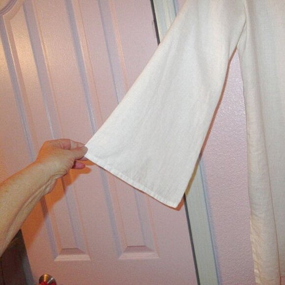 Express Women's 100% Linen Top Size S Embroidered Flared Sleeve Oversized Tunic - Picture 2 of 12